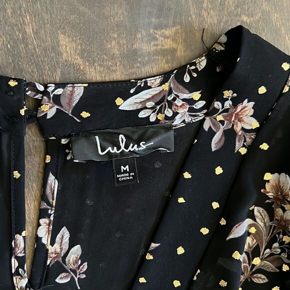Lulus Midnight Voyage Black Print Romper Sz-Medium - Picture 10 of 16